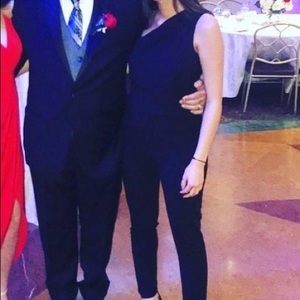 Formal black one shoulder jumpsuit